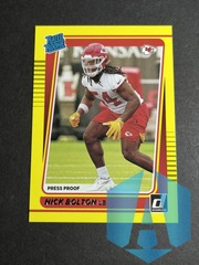 2021 Panini Donruss Rated Rookie Yellow Press Proof Nick Bolton #324 Chiefs